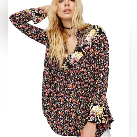Free People Wildflower Fields Henley Top Size XS - Picture 6 of 14